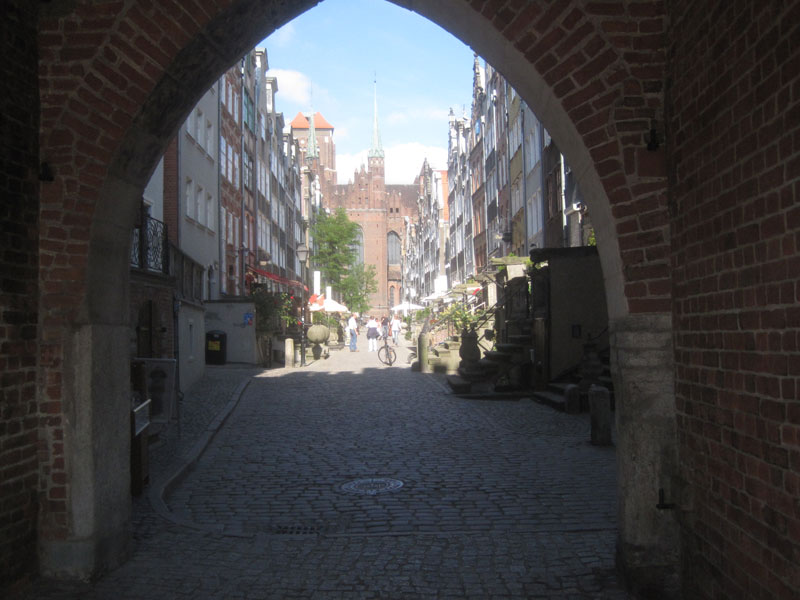 Quaint cobbled streets in Gdansk Old Town